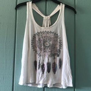 Charlotte Russe Flowy Tank Top Feather Rhinestones